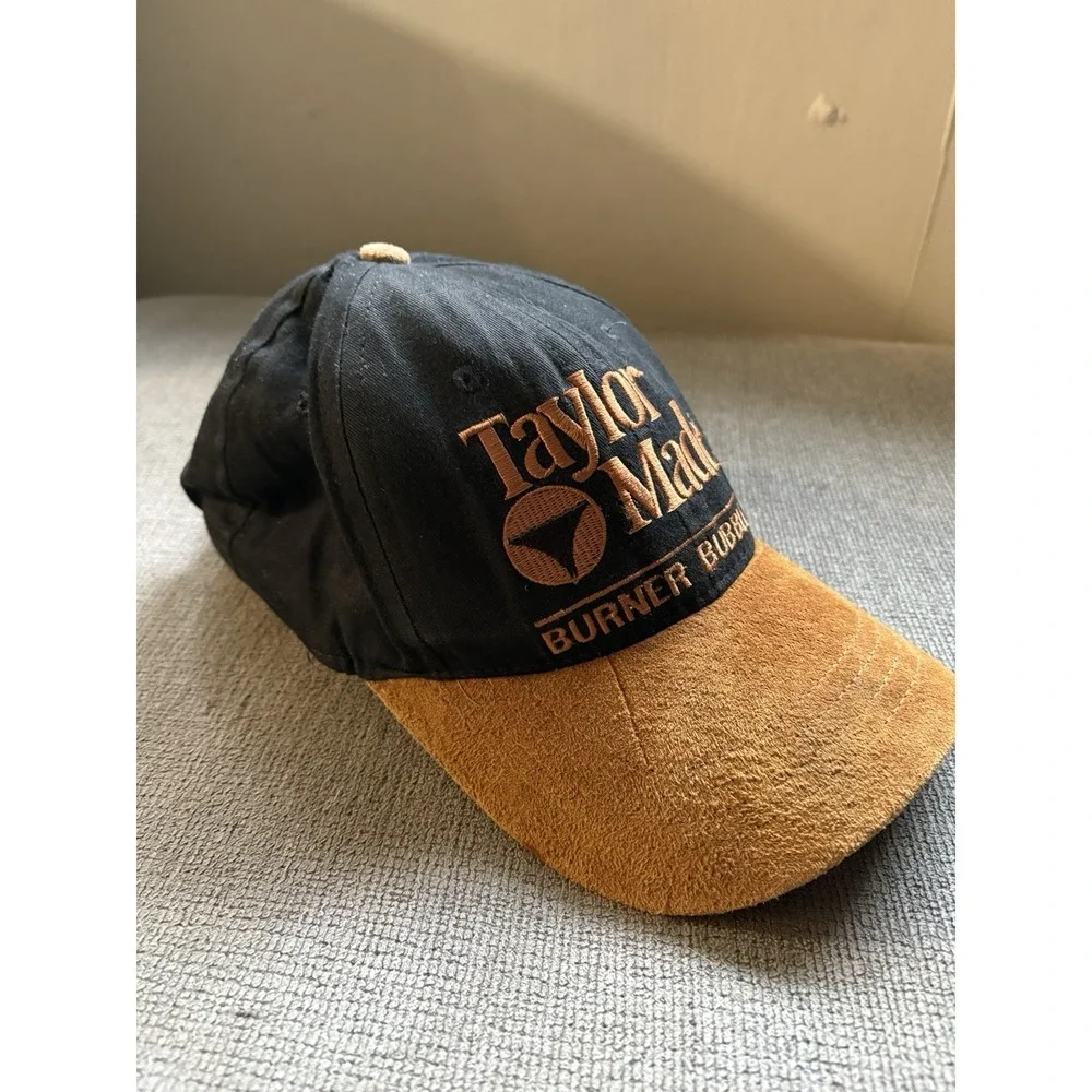 Vintage TaylorMade Burner Bubble Golf Hat Mens Adjustable Black Twill Suede USA